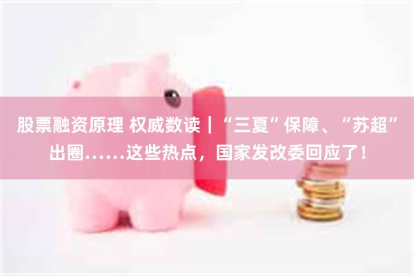 股票融资原理 权威数读｜“三夏”保障、“苏超”出圈……这些热点，国家发改委回应了！