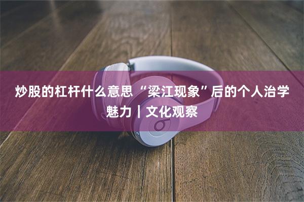 炒股的杠杆什么意思 “梁江现象”后的个人治学魅力｜文化观察