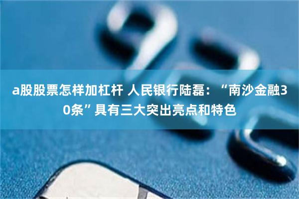 a股股票怎样加杠杆 人民银行陆磊：“南沙金融30条”具有三大突出亮点和特色