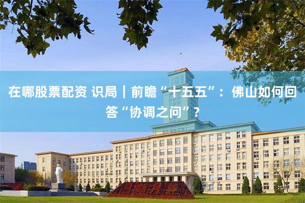 在哪股票配资 识局｜前瞻“十五五”：佛山如何回答“协调之问”？
