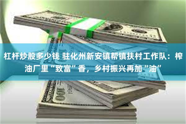 杠杆炒股多少钱 驻化州新安镇帮镇扶村工作队：榨油厂里“致富”香，乡村振兴再加“油”