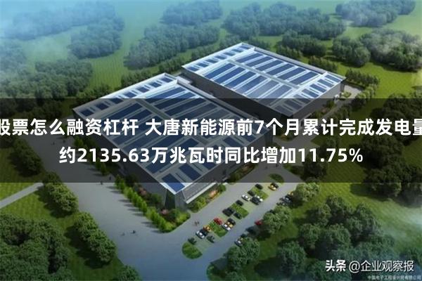 股票怎么融资杠杆 大唐新能源前7个月累计完成发电量约2135.63万兆瓦时同比增加11.75%