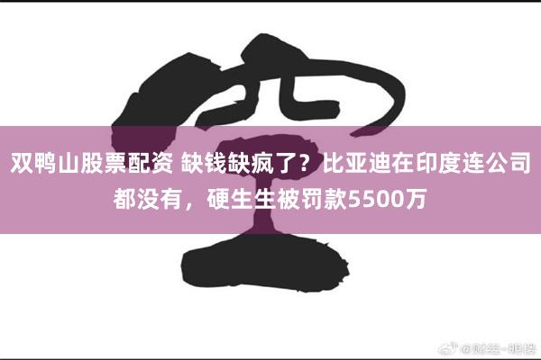 双鸭山股票配资 缺钱缺疯了？比亚迪在印度连公司都没有，硬生生被罚款5500万