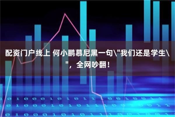 配资门户线上 何小鹏慕尼黑一句