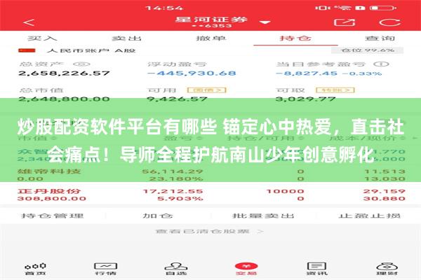 炒股配资软件平台有哪些 锚定心中热爱，直击社会痛点！导师全程护航南山少年创意孵化