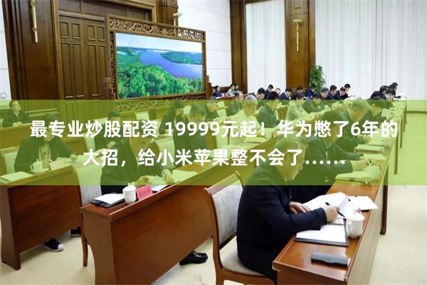 最专业炒股配资 19999元起！华为憋了6年的大招，给小米苹果整不会了……