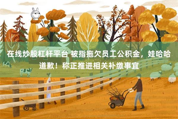 在线炒股杠杆平台 被指拖欠员工公积金，娃哈哈道歉！称正推进相关补缴事宜